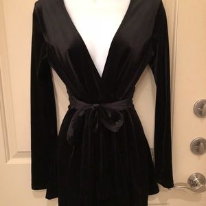 Black Velvet Long Sleeve Romper